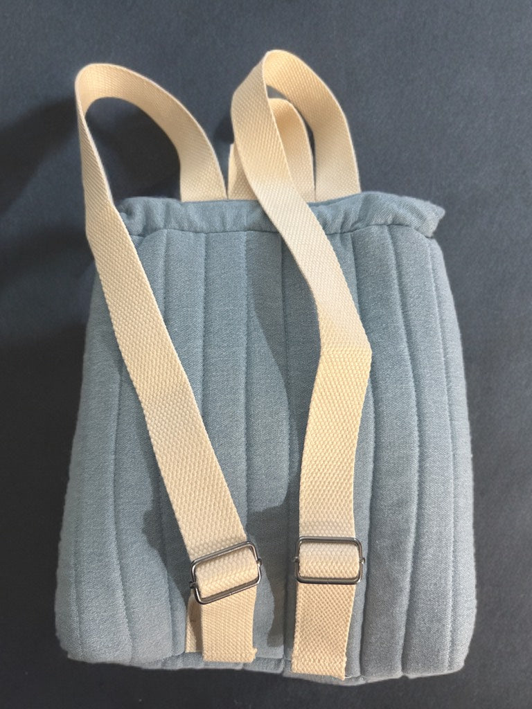 Handmade Quilted Mini Backpack with Bow Light Blue