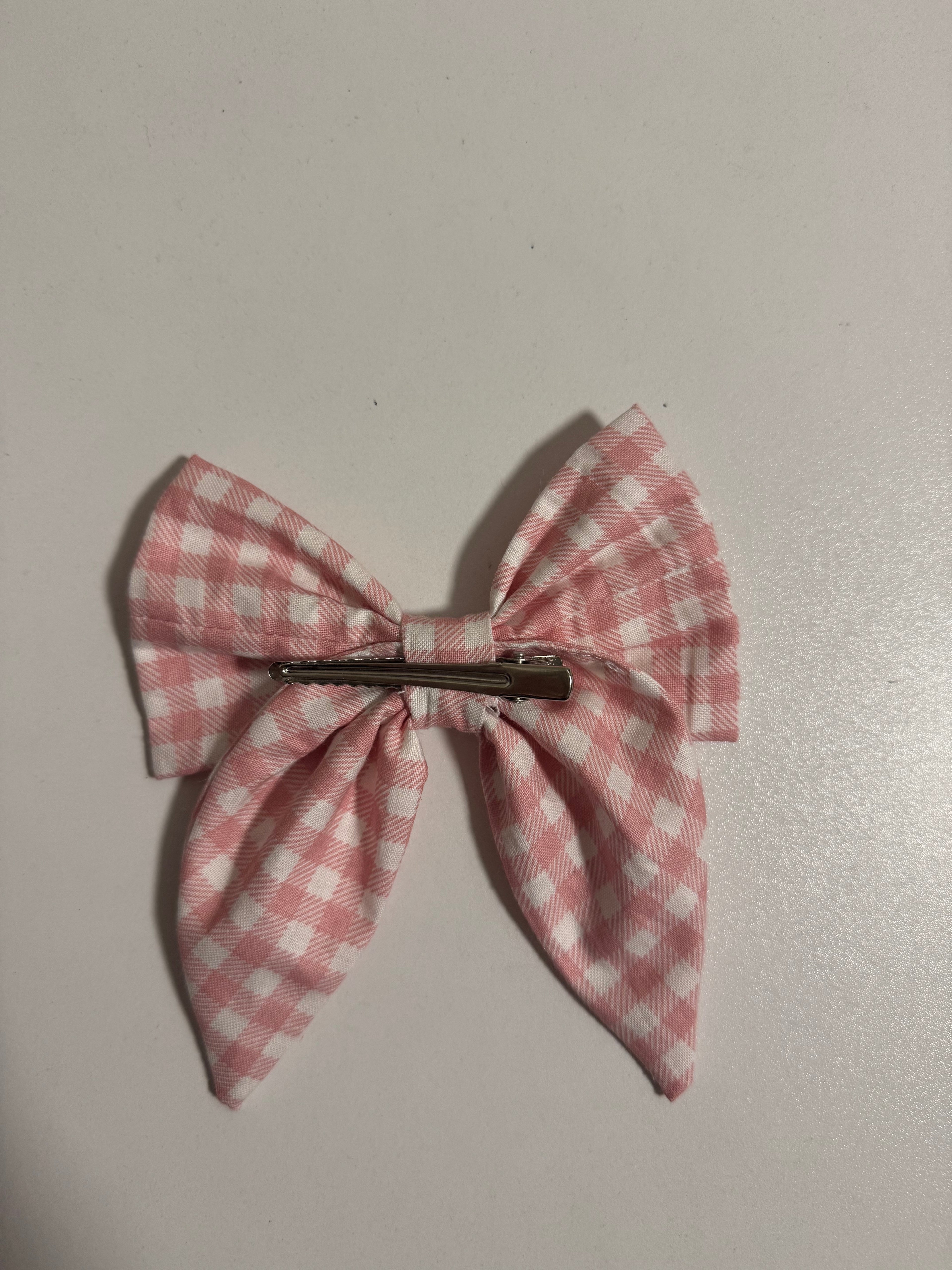 Pink Gingham Hair Bow