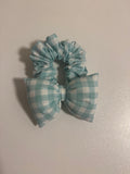 Light Blue Gingham Bow Scrunchi