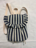 Navy & Cream Striped Mini Ruffle Backpack