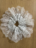 Polka Dot Lace Scrunchie