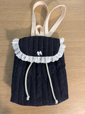 Handmade Dark Denim Quilted Lace Backpack