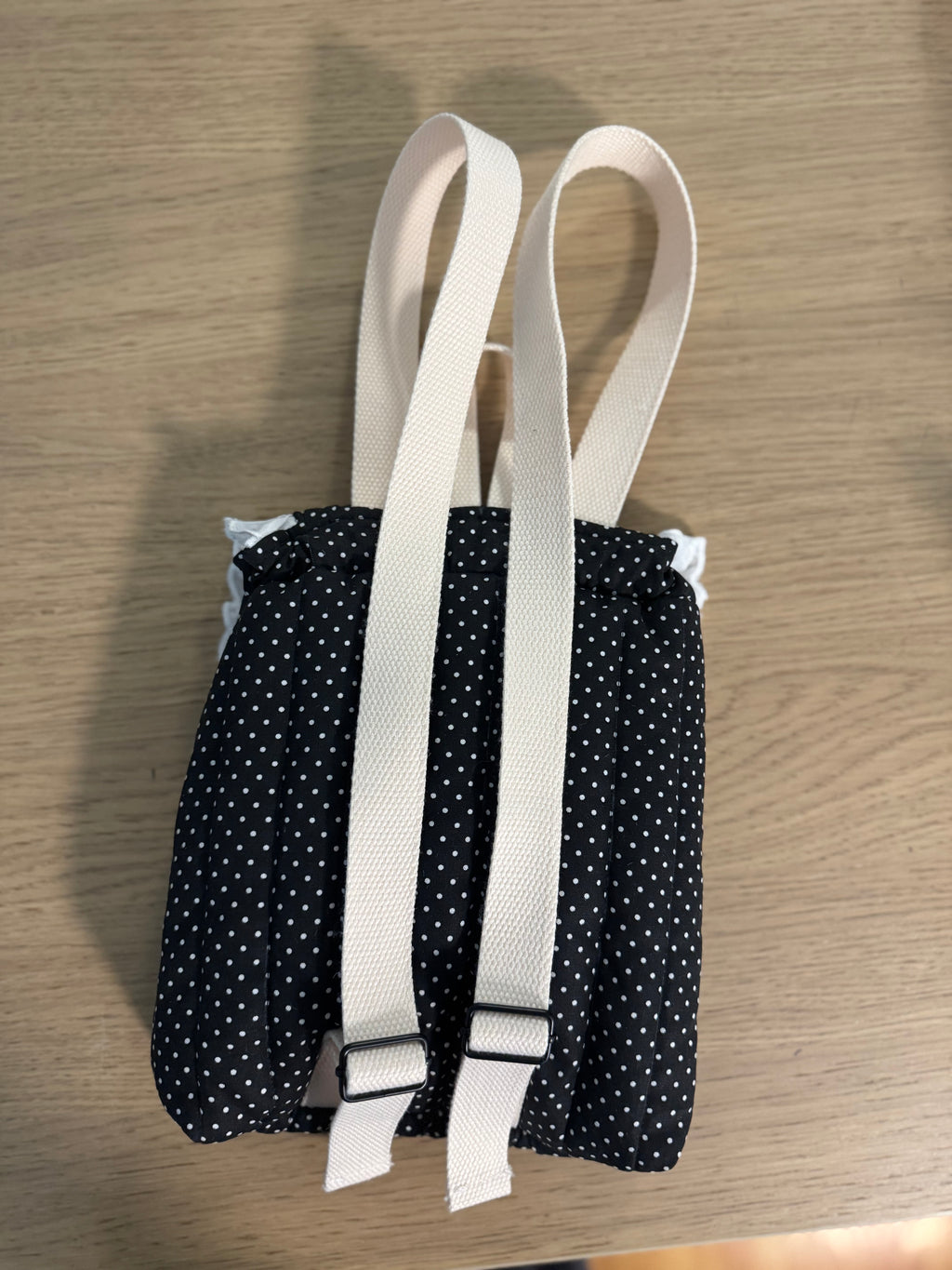 Handmade Black Polka-Dot Quilted Lace Backpack