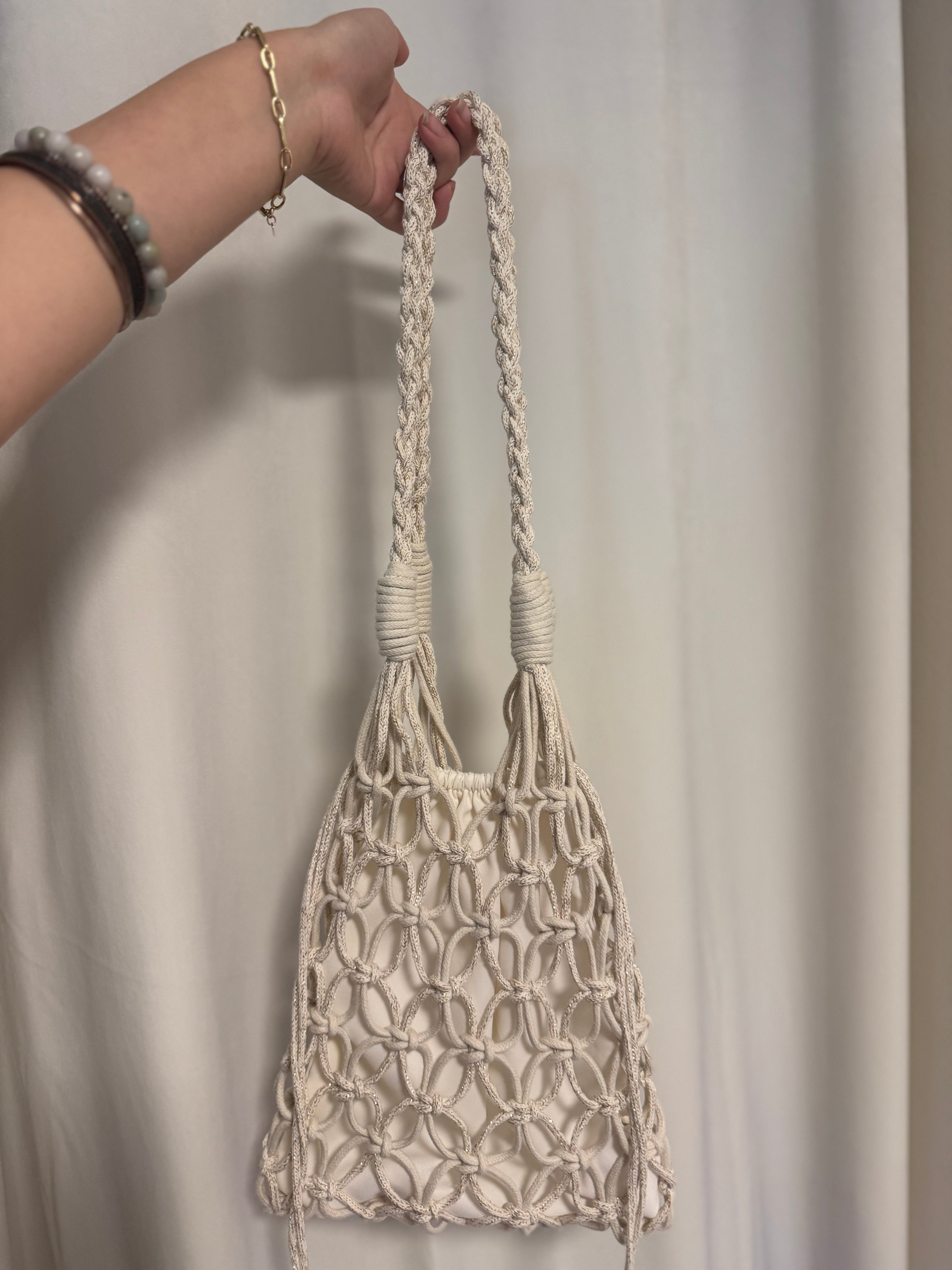 Handmade Macrame Shoulder Bag with Lining