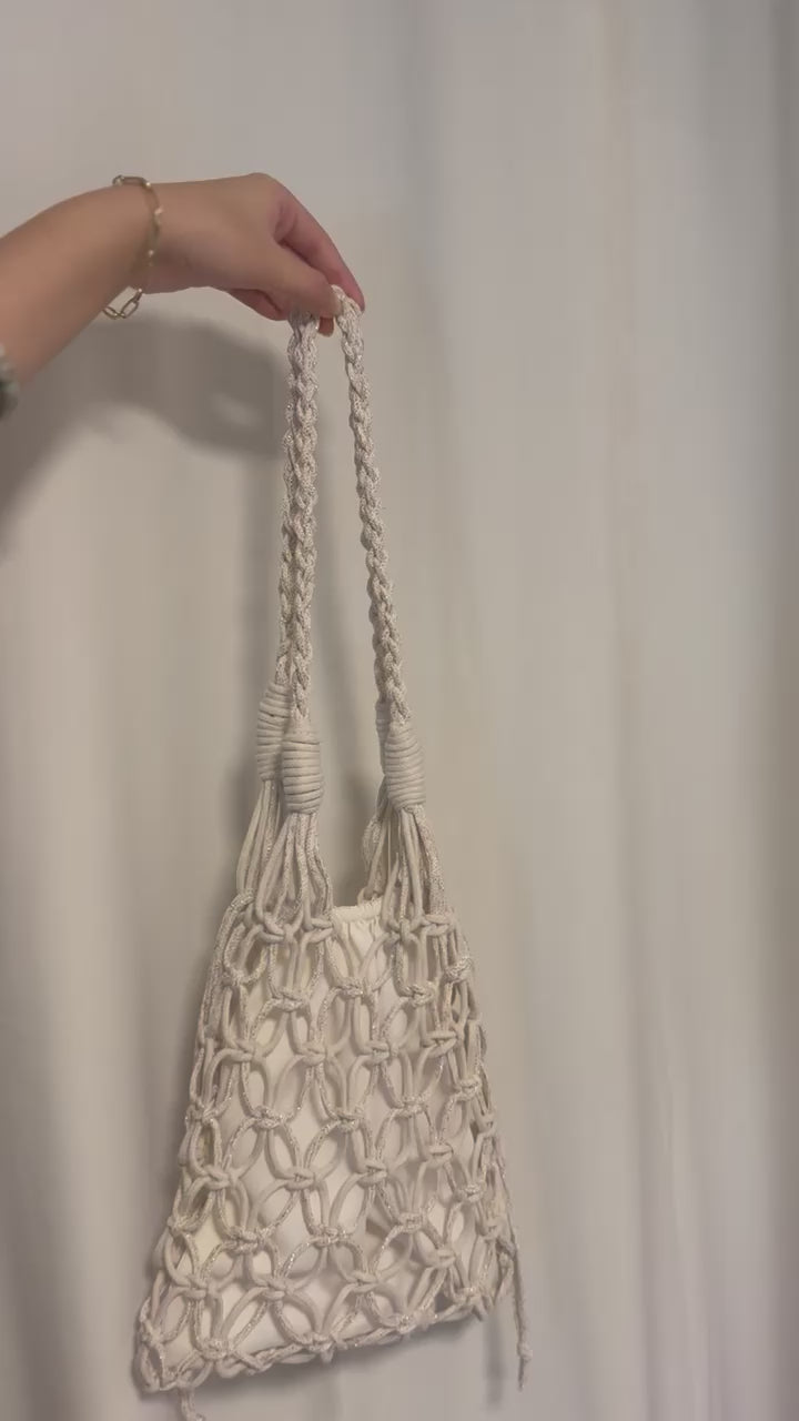 Handmade Macrame Shoulder Bag with Lining